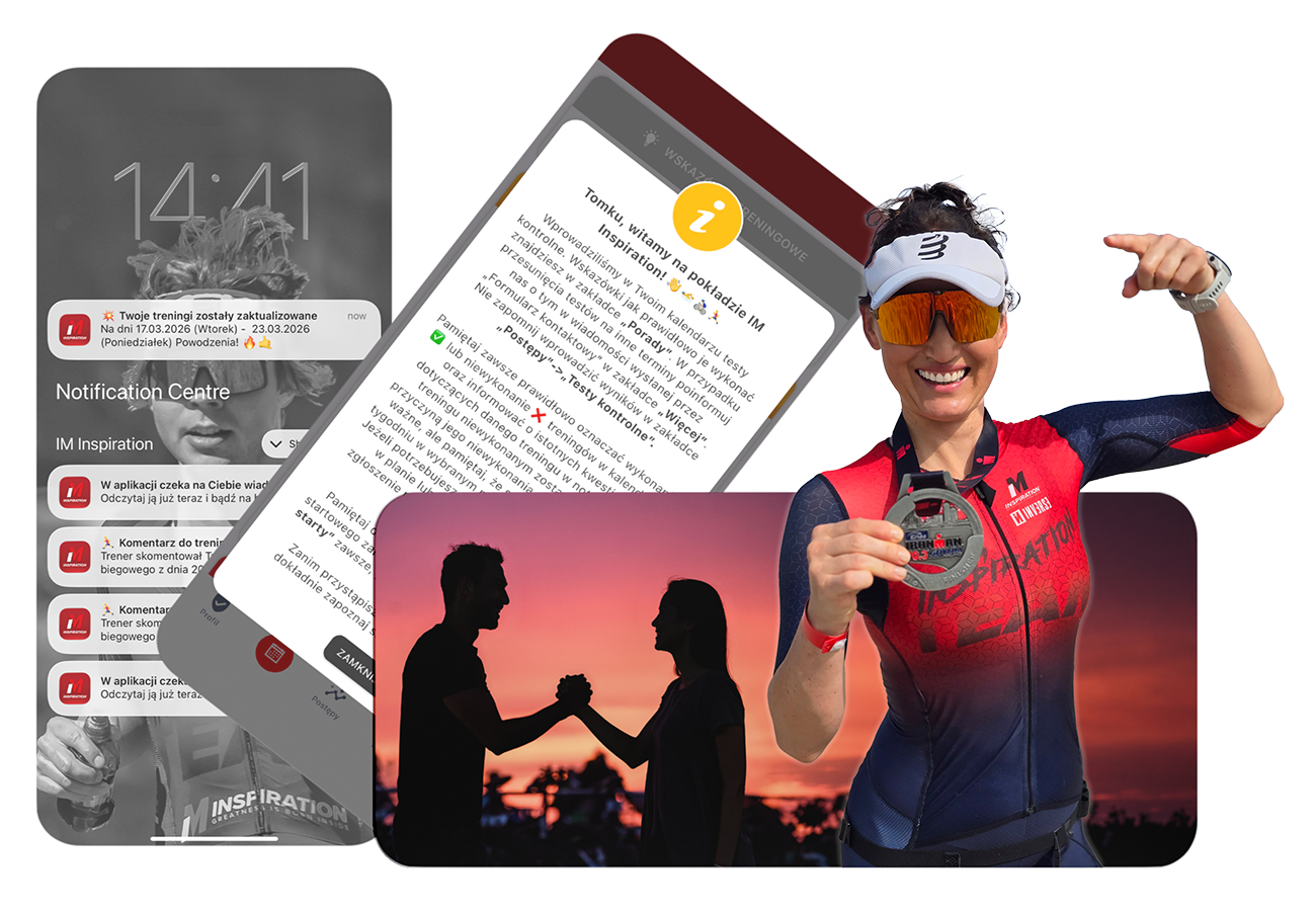 Aktualizacje planu treningowego i wiadomości od trenera w aplikacji coachingowej - trening z trenerem IM Inspiration